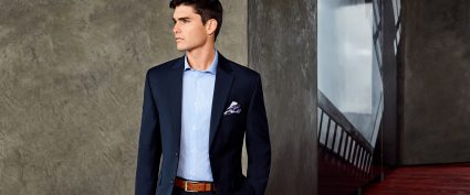 man with navy blazer