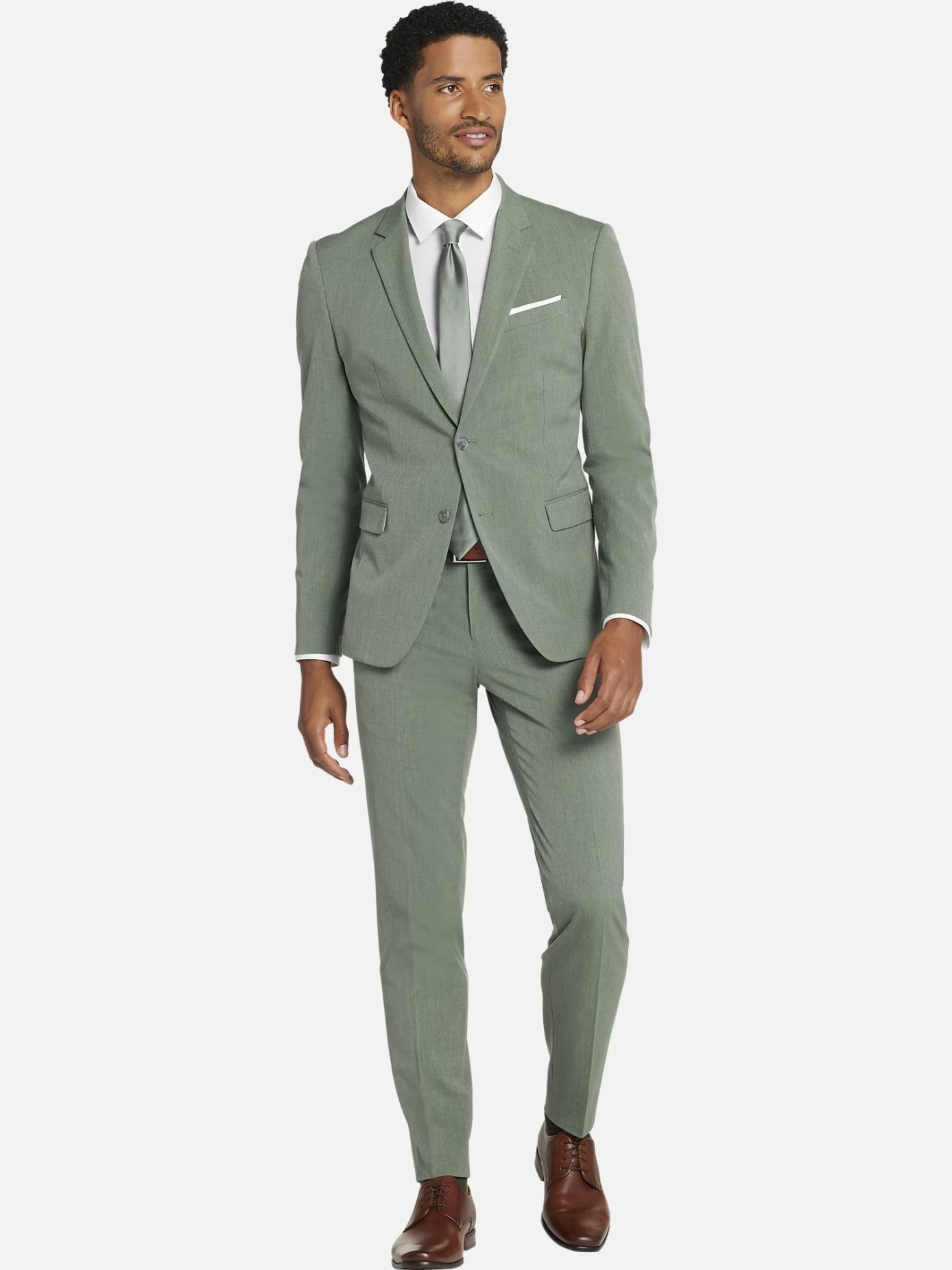 pastel green suit stylish prom outfit