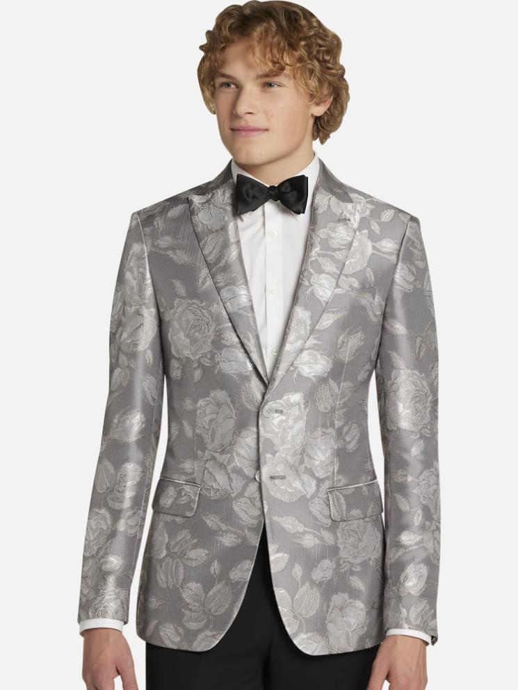stylish grey rose detailing dinner jacket stylish prom outfits