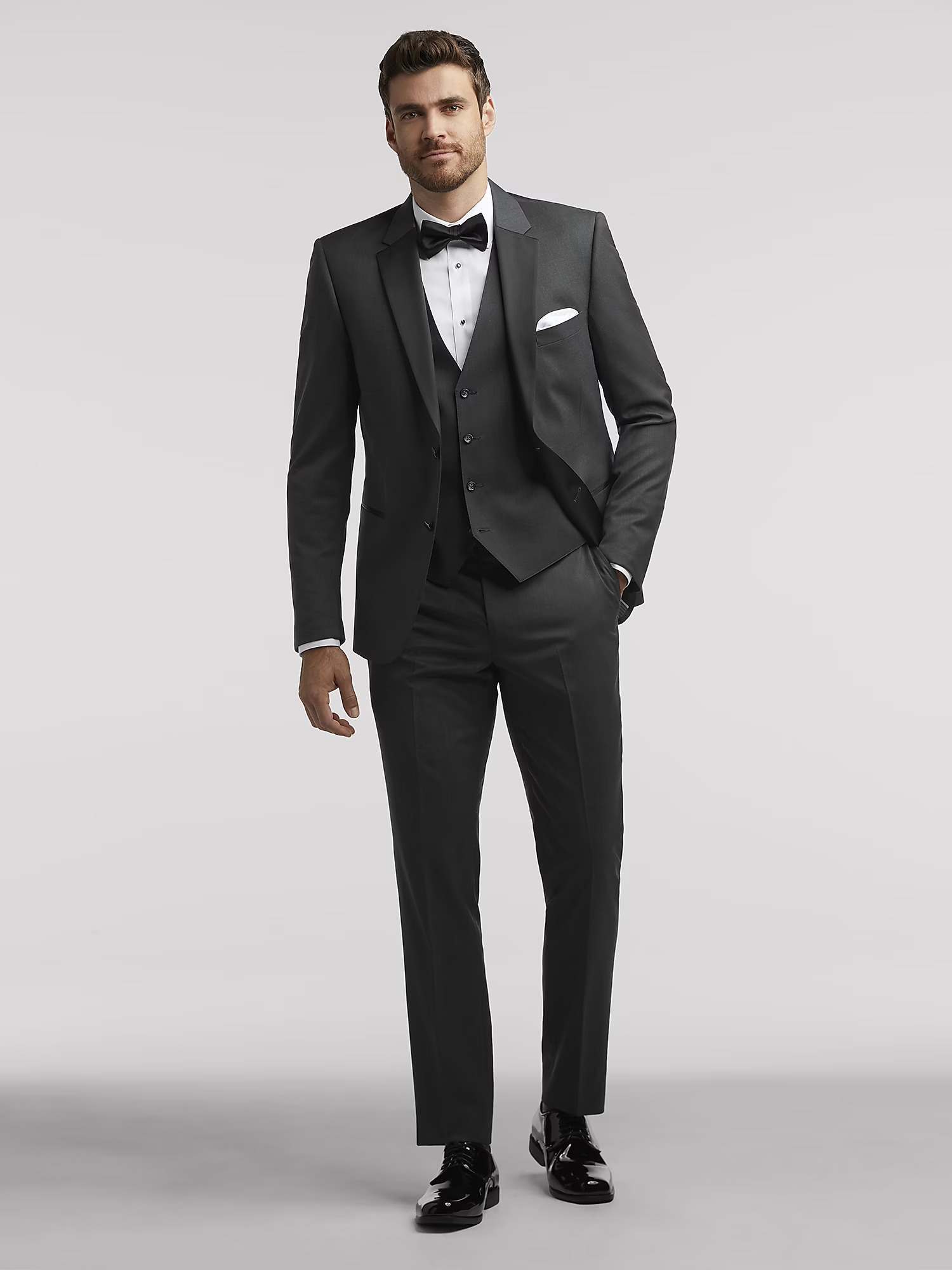 charcoal gray performance wool tux wedding dress codes
