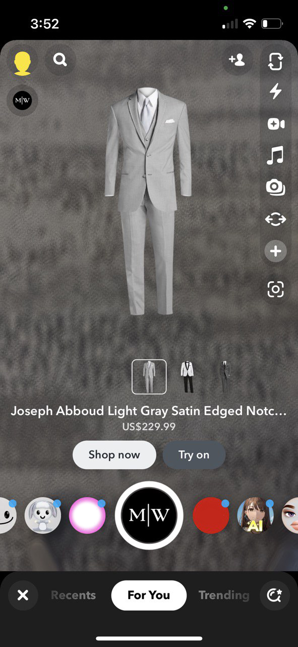 snapchat ar try on filter how to use men's wearhouse