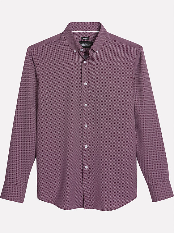 Performance 4-Way Stretch Polka Dot Casual Button Up Shirt