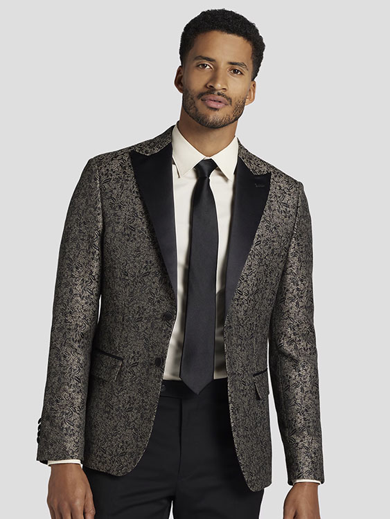 Egara Slim Fit Floral Satin Dinner Jacket