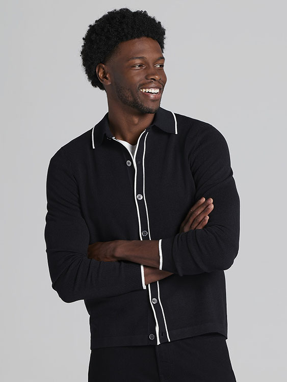 Slim Fit Textured Tipped Jacket Sweater