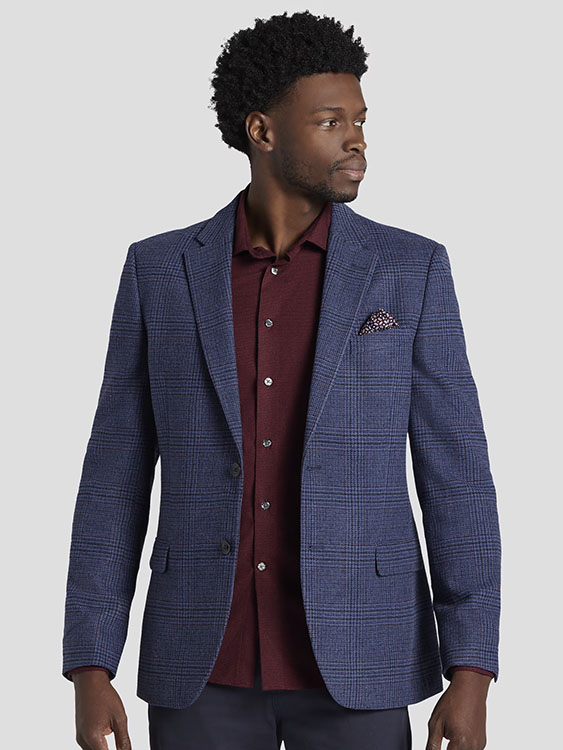 Nautica Modern Fit Tweed Plaid Sport Coat