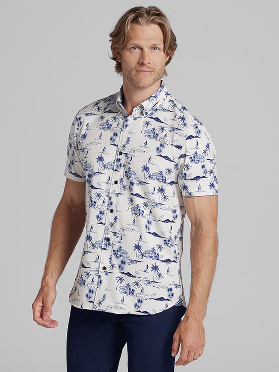 Con.Struct Slim Fit Performance 4-Way Stretch Button Up Shirt