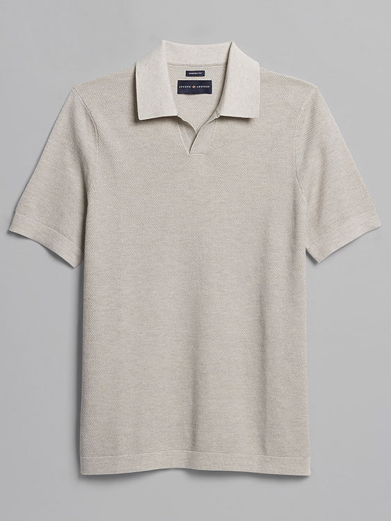 Joseph Abboud Modern Fit Jacquard Johnny Collar Polo