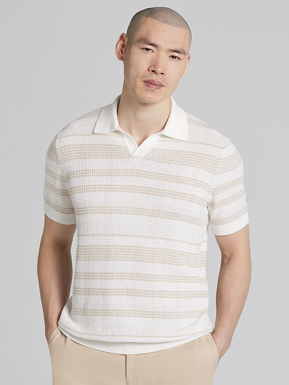 Joseph Abboud Modern Fit Plaid Johnny Polo Sweater