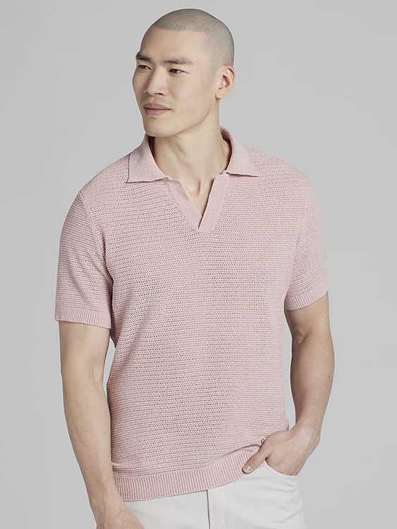 Paisley &amp; Gray Slim Fit Chenille Johnny Collar Polo