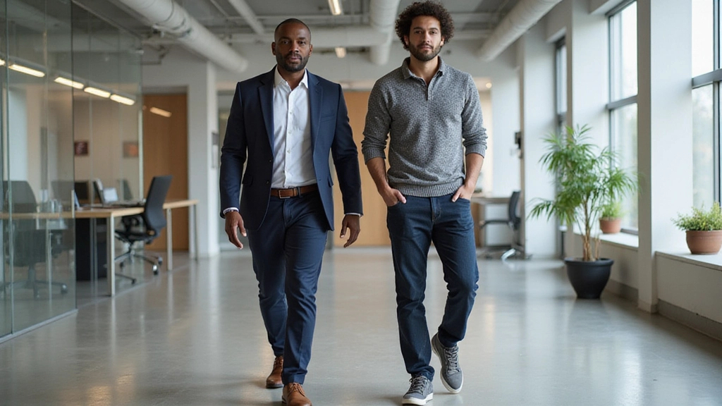 smart casual vs. business casual styles in a modern professional setting