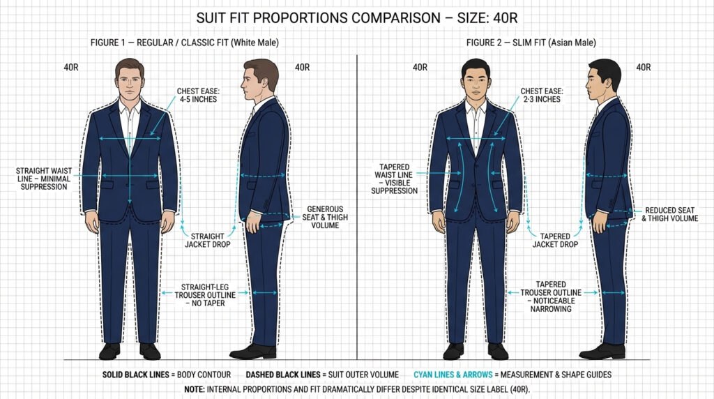 Regular vs slim fit sizing